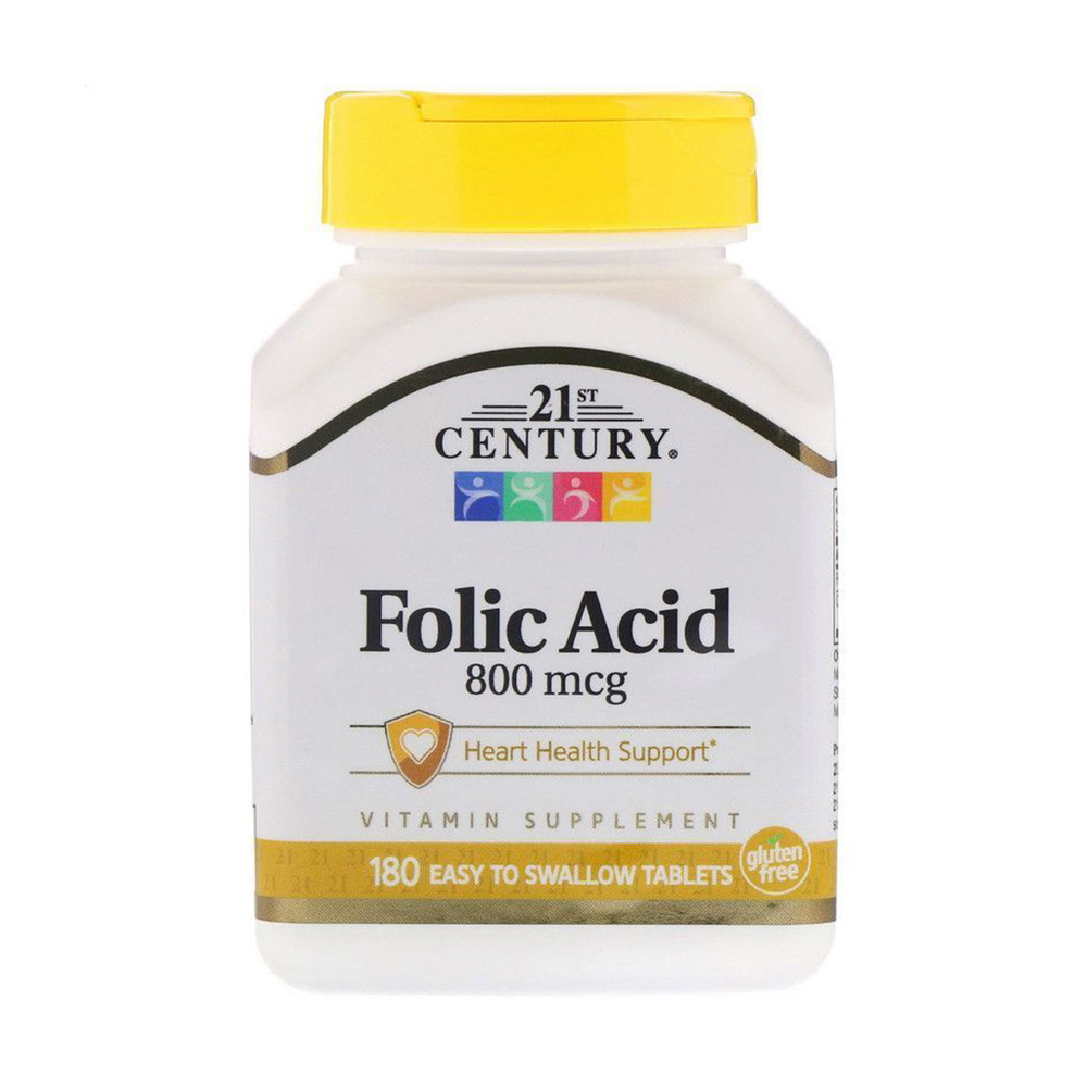 Фолієва кислота 21st Century Folic Acid 800 мкг, 180 таблеток